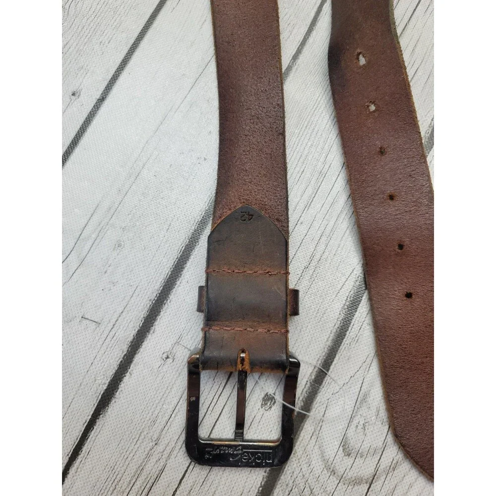 Nickel Smart Black Brown Leather Belt W/ Silver Buckle Men's 42 Lot Of 2